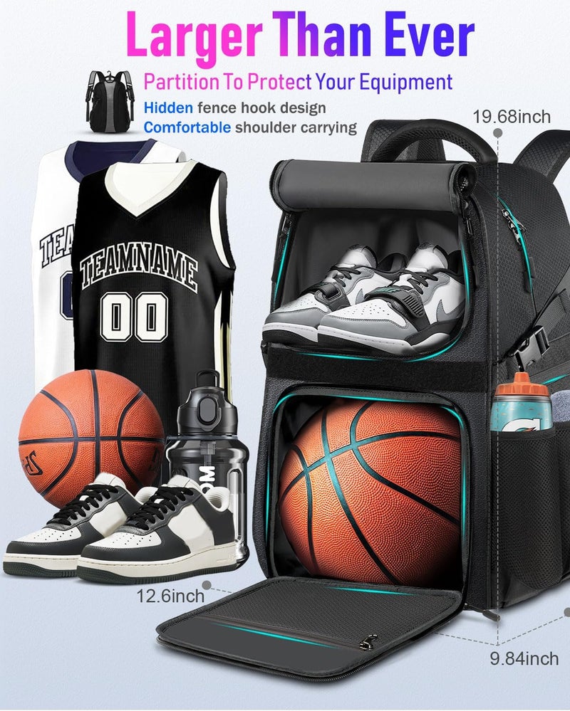 LOINTET Basketball Bag Backpack with Ball Holder Shoes Compartment, Large Basketball Accessories Sports Bag - Image 3